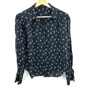 Madewell dark romance button front shirt black floral victorian inspired black S